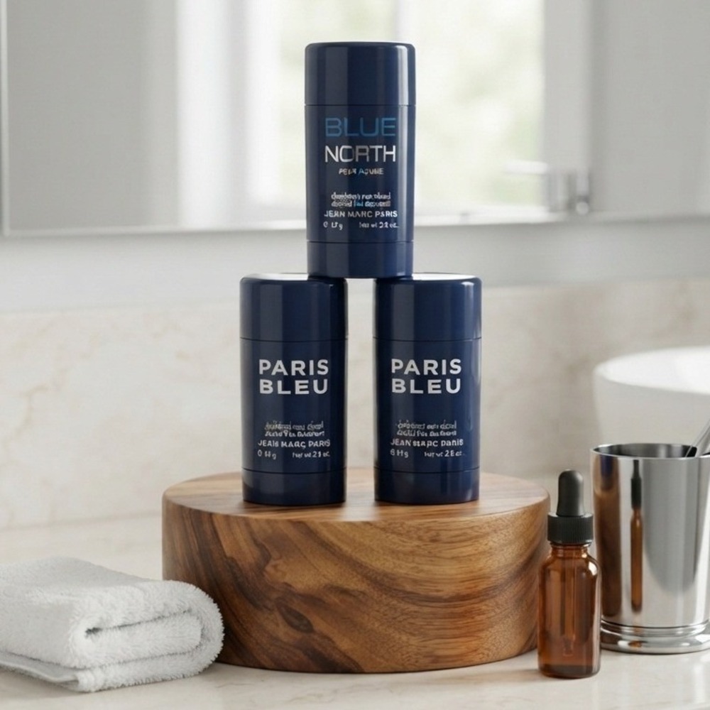 Jean Marc Paris Deodorant Men 2.8oz (2) Paris Bleu (1) Blue North 3pc Lot *NEW*